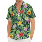 Tropical Hibiscus Flowers Pattern Print Men's Deep V-Neck Shirt