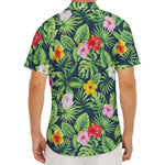 Tropical Hibiscus Flowers Pattern Print Men's Deep V-Neck Shirt