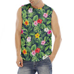 Tropical Hibiscus Flowers Pattern Print Men's Fitness Tank Top