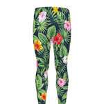 Tropical Hibiscus Flowers Pattern Print Men's leggings