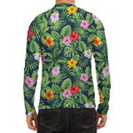 Tropical Hibiscus Flowers Pattern Print Men's Long Sleeve Rash Guard