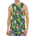 Tropical Hibiscus Flowers Pattern Print Men's Muscle Tank Top
