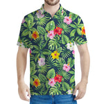 Tropical Hibiscus Flowers Pattern Print Men's Polo Shirt