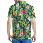 Tropical Hibiscus Flowers Pattern Print Men's Polo Shirt