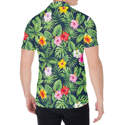 Tropical Hibiscus Flowers Pattern Print Men's Shirt