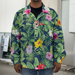 Tropical Hibiscus Flowers Pattern Print Men's Shirt Jacket