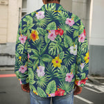 Tropical Hibiscus Flowers Pattern Print Men's Shirt Jacket
