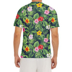Tropical Hibiscus Flowers Pattern Print Men's Short Sleeve Rash Guard