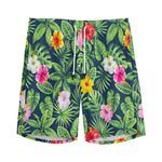 Tropical Hibiscus Flowers Pattern Print Men's Sports Shorts