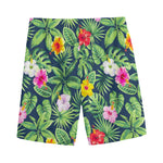 Tropical Hibiscus Flowers Pattern Print Men's Sports Shorts