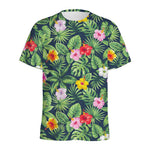 Tropical Hibiscus Flowers Pattern Print Men's Sports T-Shirt