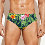 Tropical Hibiscus Flowers Pattern Print Men's Swim Briefs