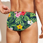 Tropical Hibiscus Flowers Pattern Print Men's Swim Briefs