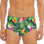 Tropical Hibiscus Flowers Pattern Print Men's Triangle Swim Briefs