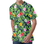 Tropical Hibiscus Flowers Pattern Print Men's Velvet T-Shirt