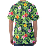 Tropical Hibiscus Flowers Pattern Print Men's Velvet T-Shirt