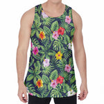 Tropical Hibiscus Flowers Pattern Print Men's Velvet Tank Top