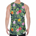 Tropical Hibiscus Flowers Pattern Print Men's Velvet Tank Top