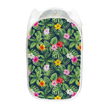 Tropical Hibiscus Flowers Pattern Print Mesh Laundry Hamper