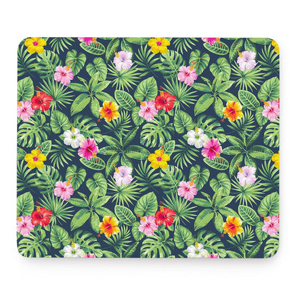 Tropical Hibiscus Flowers Pattern Print Mouse Pad