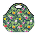 Tropical Hibiscus Flowers Pattern Print Neoprene Lunch Bag