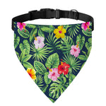 Tropical Hibiscus Flowers Pattern Print Over The Collar Dog Bandana