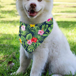Tropical Hibiscus Flowers Pattern Print Over The Collar Dog Bandana