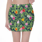 Tropical Hibiscus Flowers Pattern Print Pencil Mini Skirt
