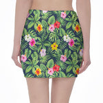 Tropical Hibiscus Flowers Pattern Print Pencil Mini Skirt