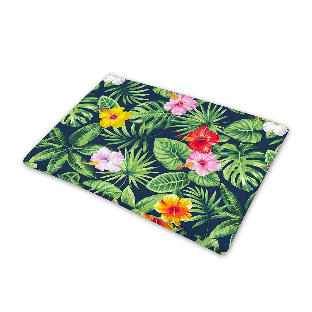 Tropical Hibiscus Flowers Pattern Print Pet Cooling Mat Cover