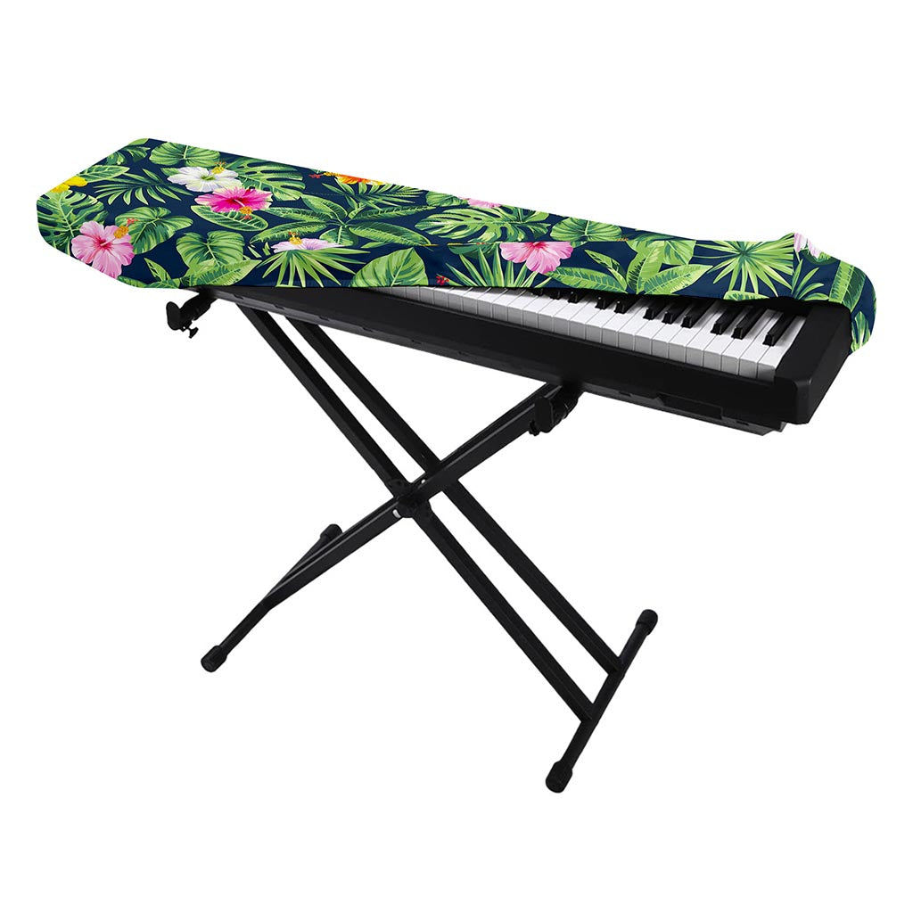 Tropical Hibiscus Flowers Pattern Print Piano Keyboard Cover