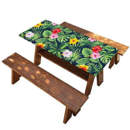 Tropical Hibiscus Flowers Pattern Print Picnic Table Cover