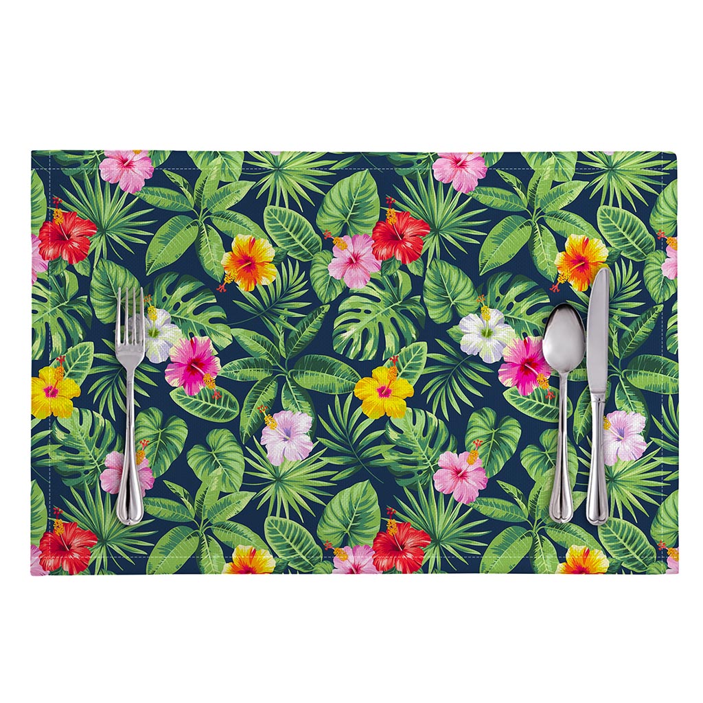 Tropical Hibiscus Flowers Pattern Print Placemat
