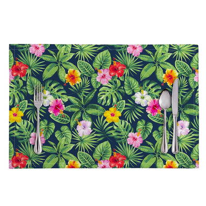Tropical Hibiscus Flowers Pattern Print Placemat