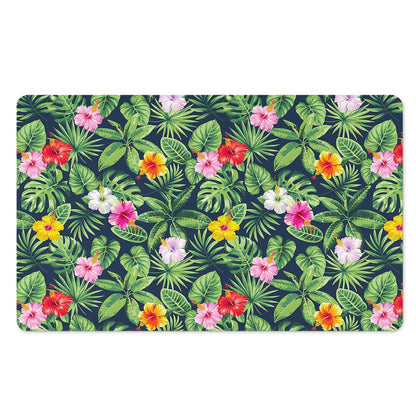 Tropical Hibiscus Flowers Pattern Print Polyester Doormat