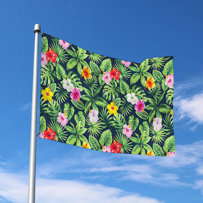 Tropical Hibiscus Flowers Pattern Print Polyester Flag
