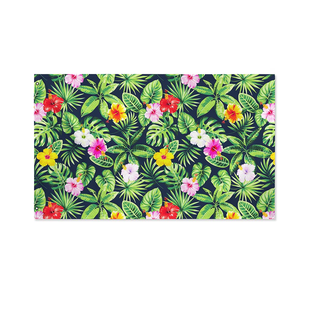 Tropical Hibiscus Flowers Pattern Print Polyester Flag