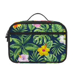 Tropical Hibiscus Flowers Pattern Print Portable Lunch Bag