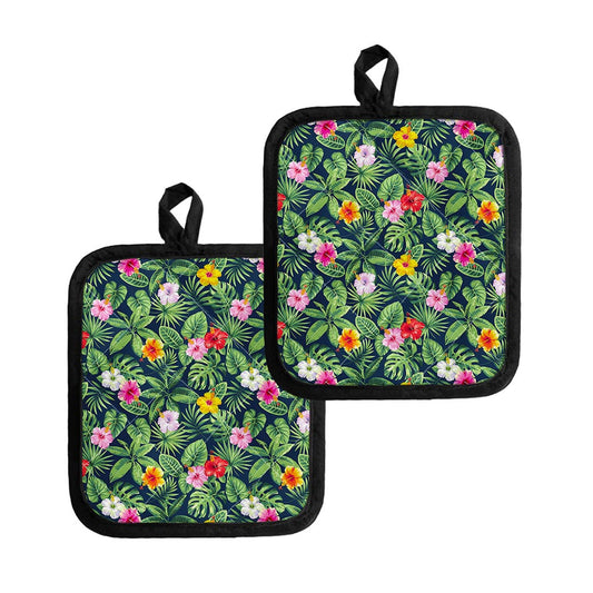 Tropical Hibiscus Flowers Pattern Print Pot Holders
