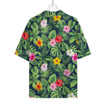 Tropical Hibiscus Flowers Pattern Print Rayon Hawaiian Shirt