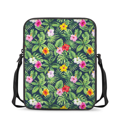 Tropical Hibiscus Flowers Pattern Print Rectangular Crossbody Bag