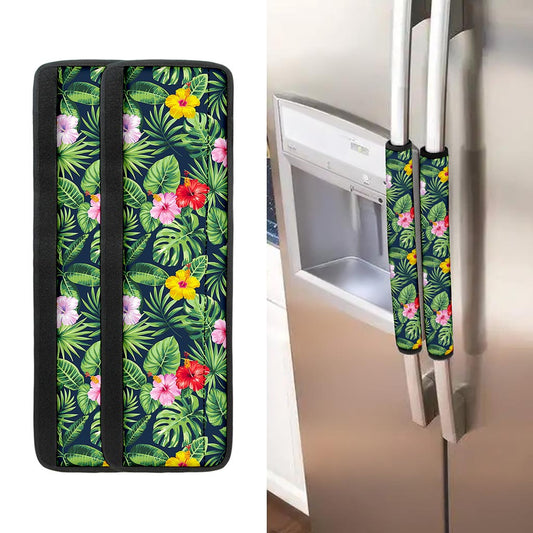 Tropical Hibiscus Flowers Pattern Print Refrigerator Handle Covers