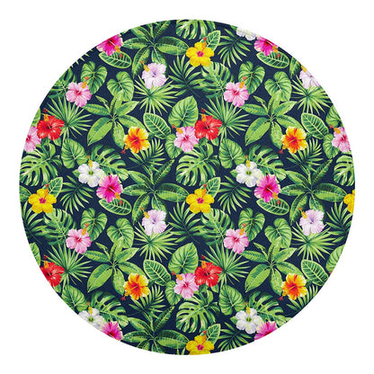 Tropical Hibiscus Flowers Pattern Print Round Blanket