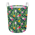 Tropical Hibiscus Flowers Pattern Print Round Laundry Basket