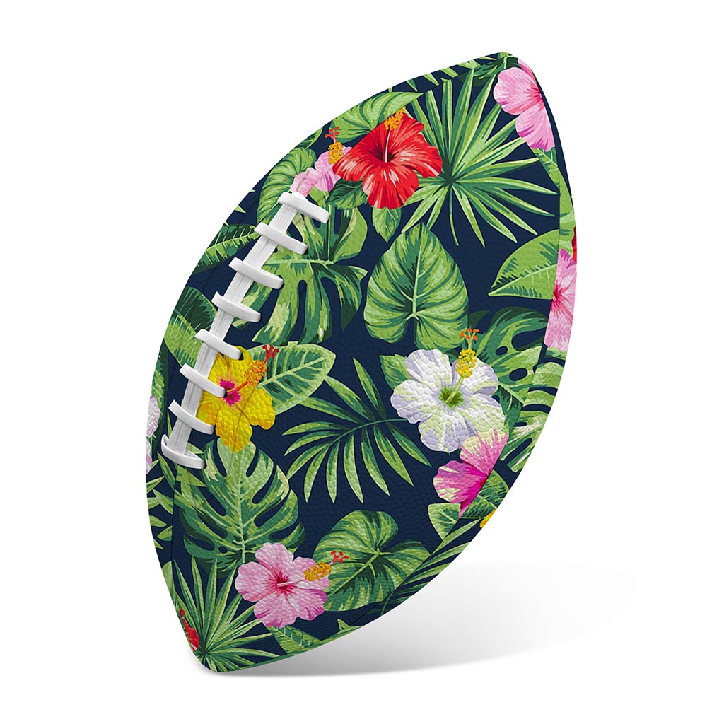 Tropical Hibiscus Flowers Pattern Print Rugby Ball