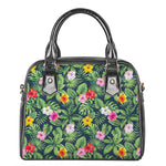 Tropical Hibiscus Flowers Pattern Print Shoulder Handbag