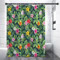 Tropical Hibiscus Flowers Pattern Print Shower Curtain