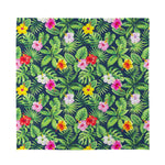 Tropical Hibiscus Flowers Pattern Print Silk Bandana