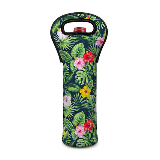 Tropical Hibiscus Flowers Pattern Print Single Neoprene Wine Tote