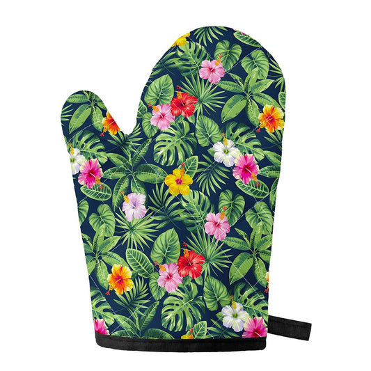 Tropical Hibiscus Flowers Pattern Print Single Oven Mitt